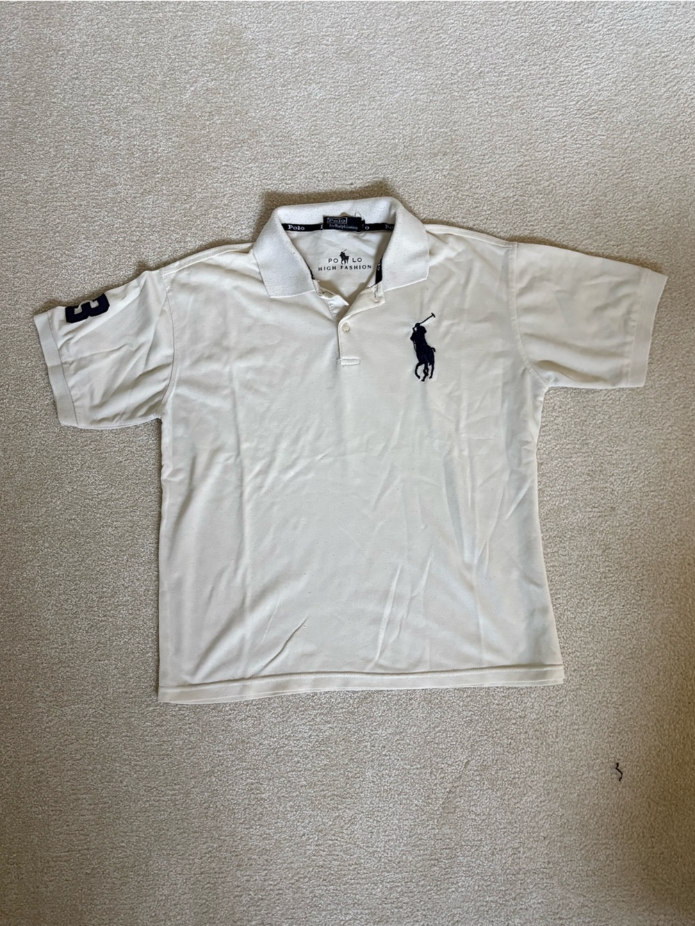 Ralph Lauren Cream Polo with Black Logo Trim
